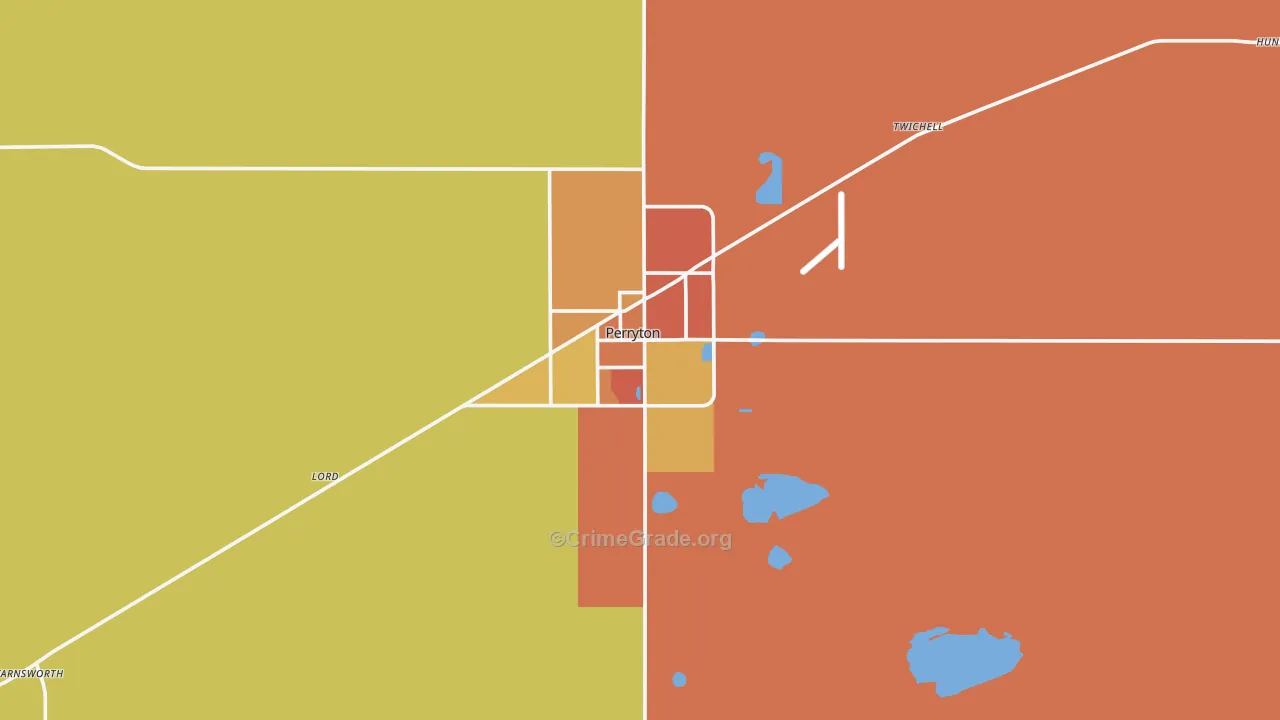 Perryton, TX Map of Vandalism Rates