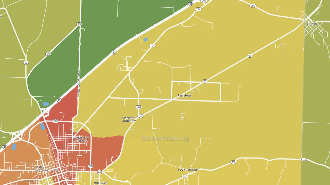Perrytown, AR Map of Vandalism Rates