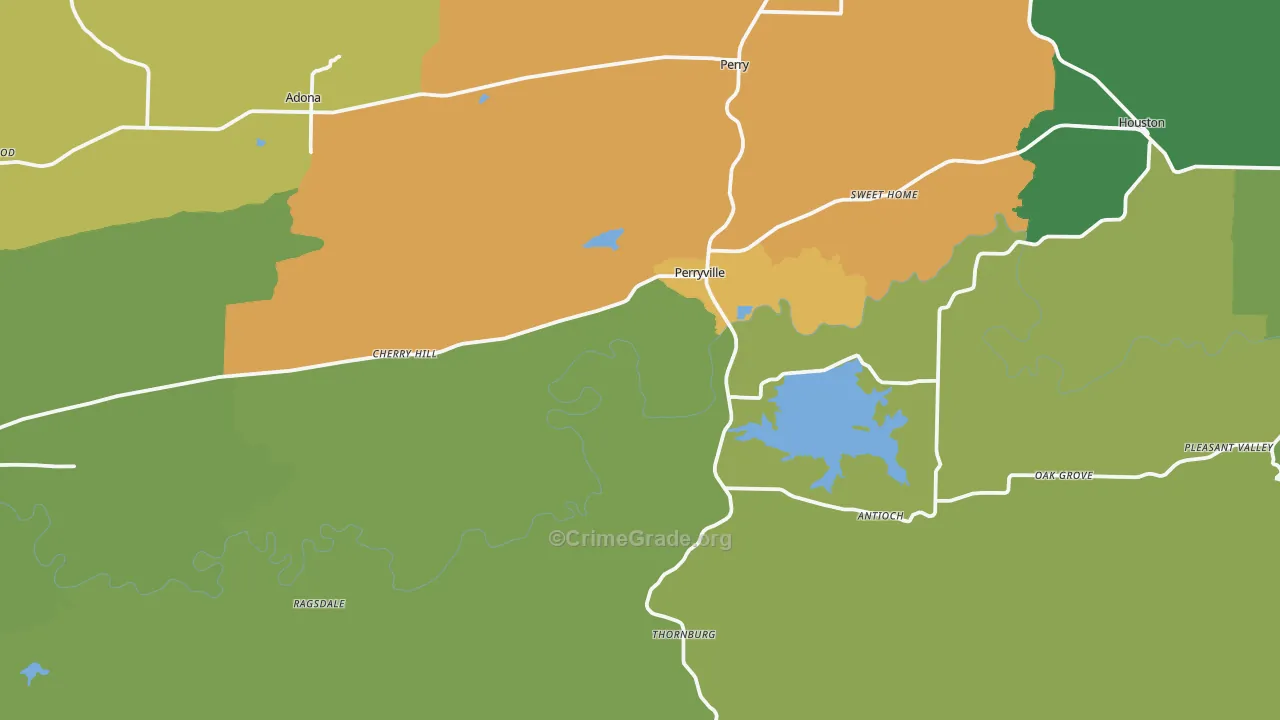 Perryville, AR Map of Vandalism Rates