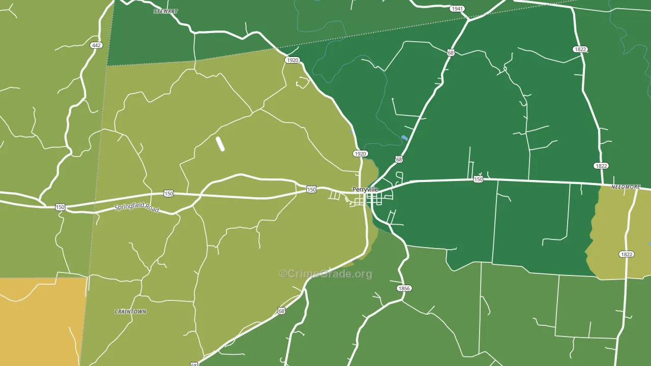 Perryville, KY Map of Vandalism Rates