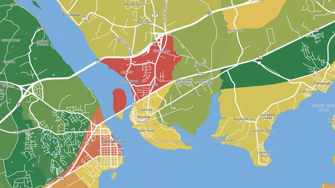 Perryville, MD Map of Vandalism Rates