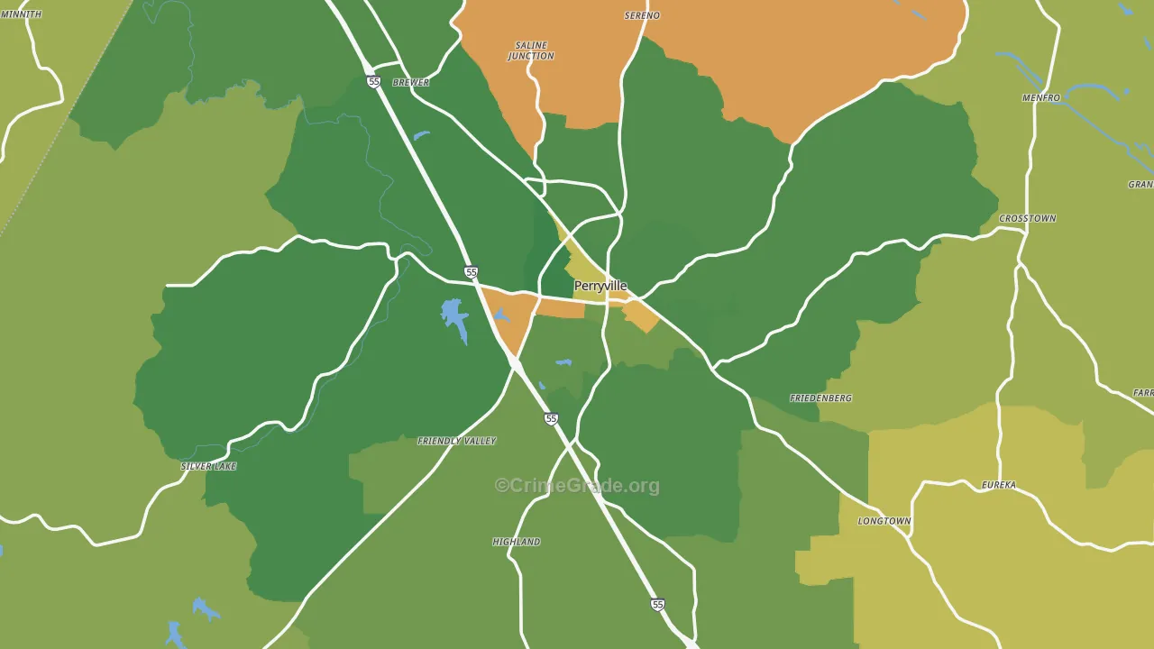 Perryville, MO Map of Vandalism Rates