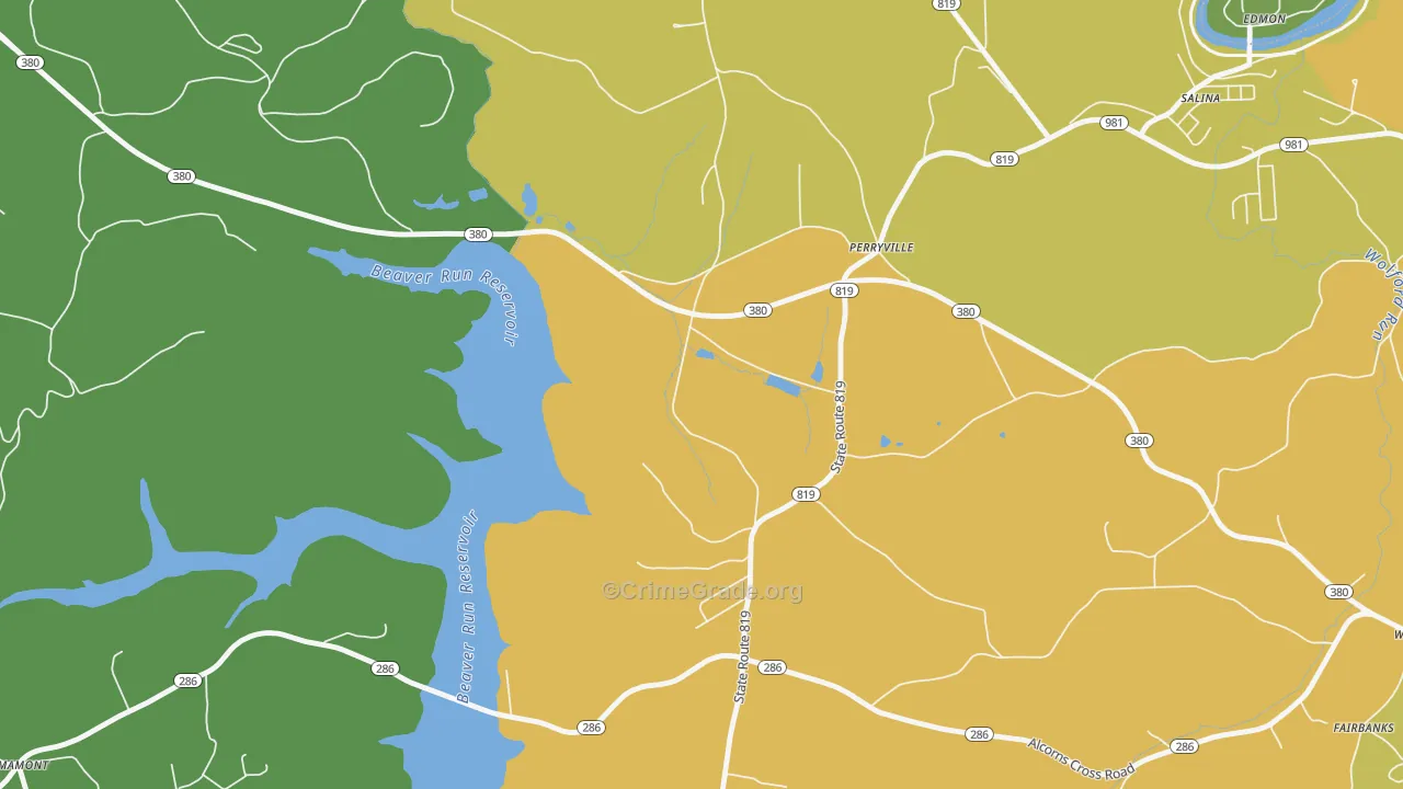 Perryville, PA Map of Vandalism Rates
