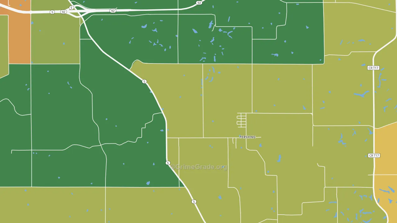 Pershing, IA Map of Vandalism Rates