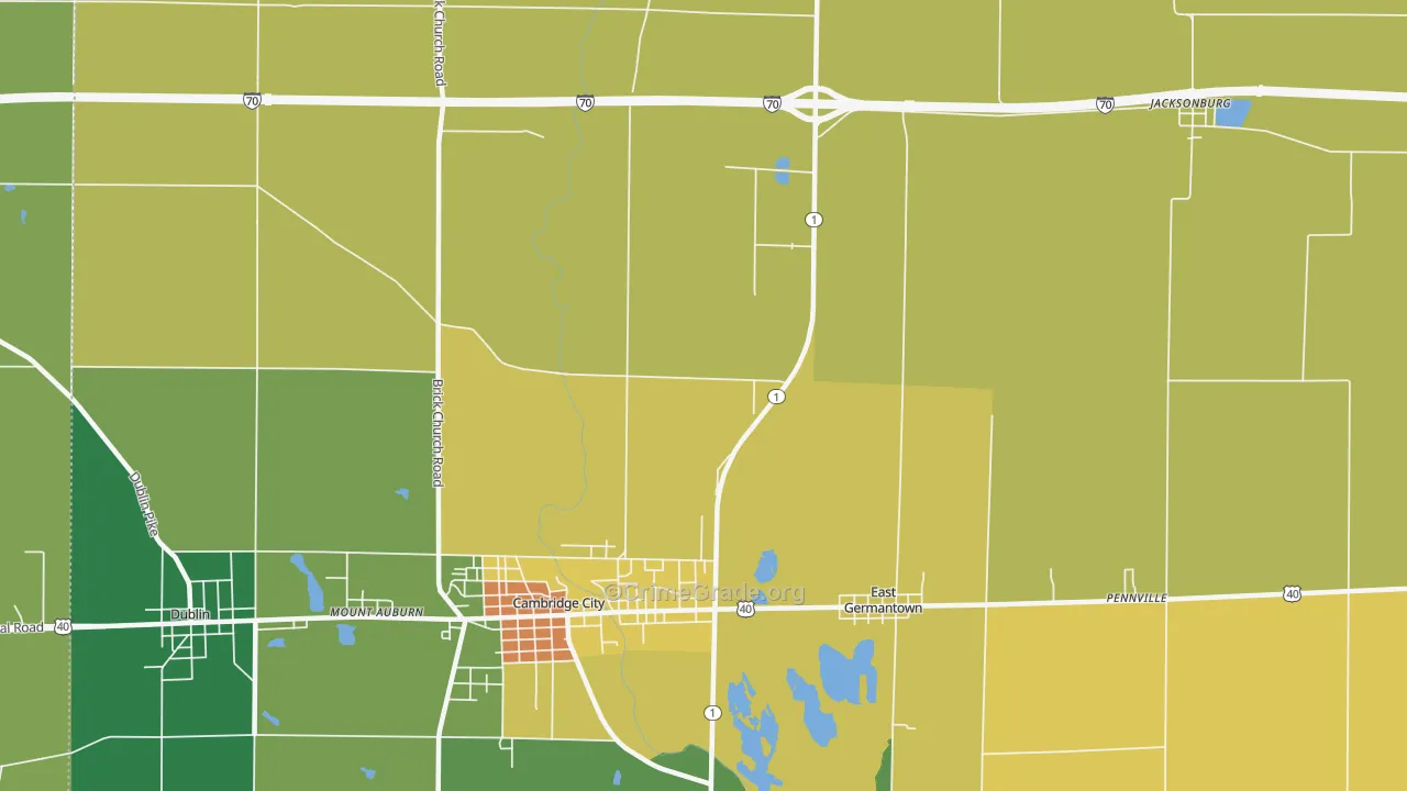 Pershing, IN Map of Vandalism Rates