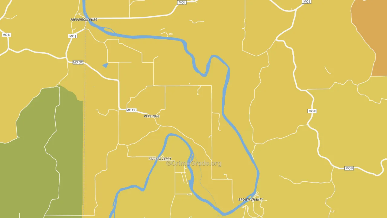 Pershing, MO Map of Vandalism Rates