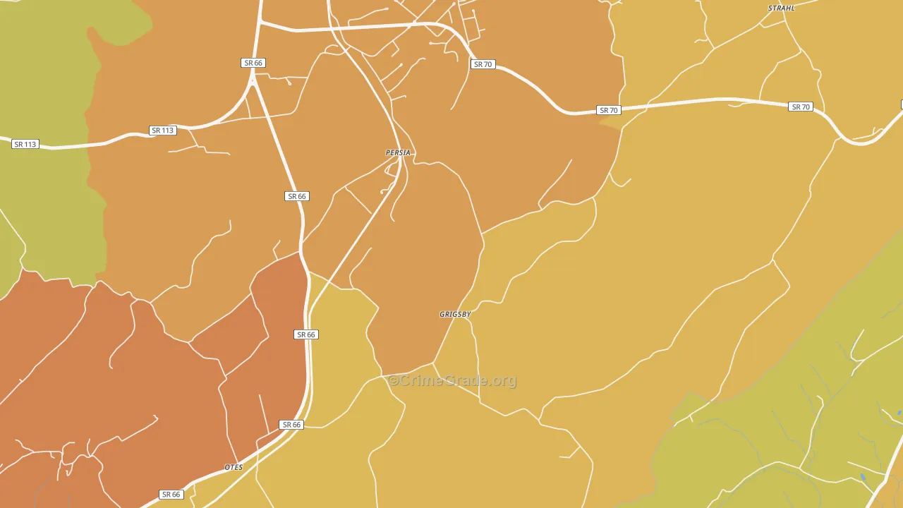 Persia, TN Map of Vandalism Rates