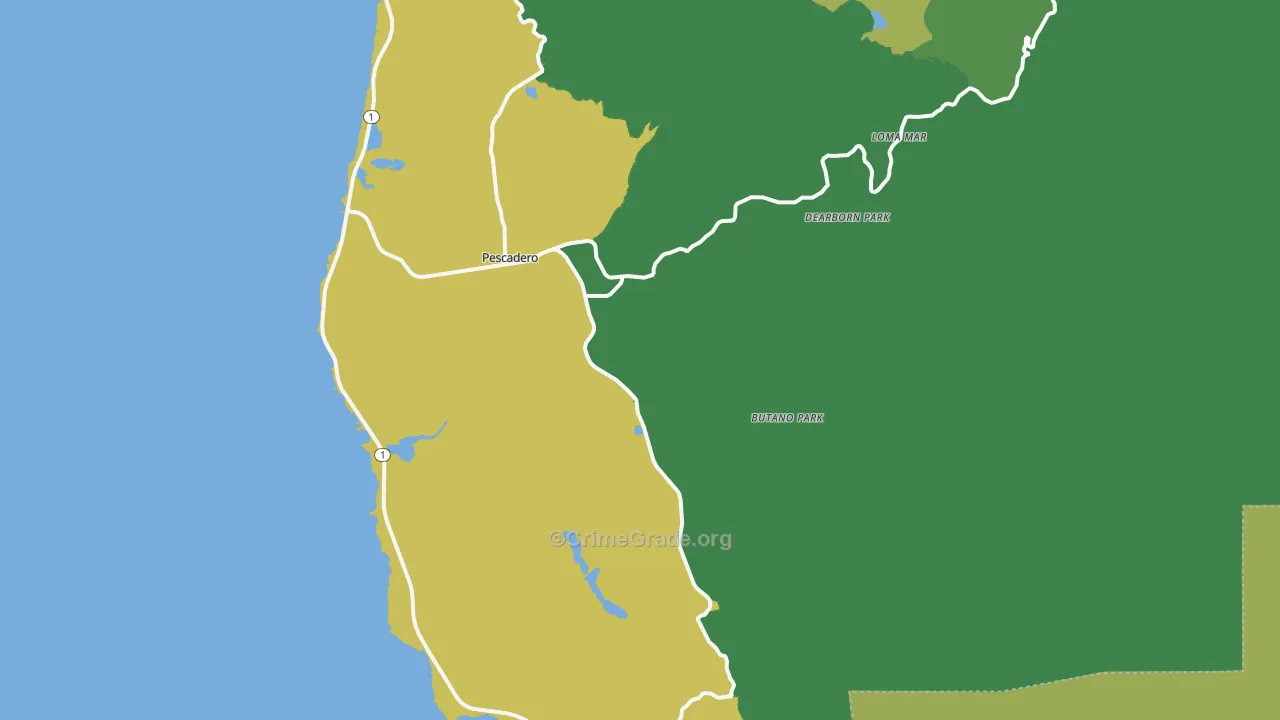 Pescadero, CA Map of Vandalism Rates