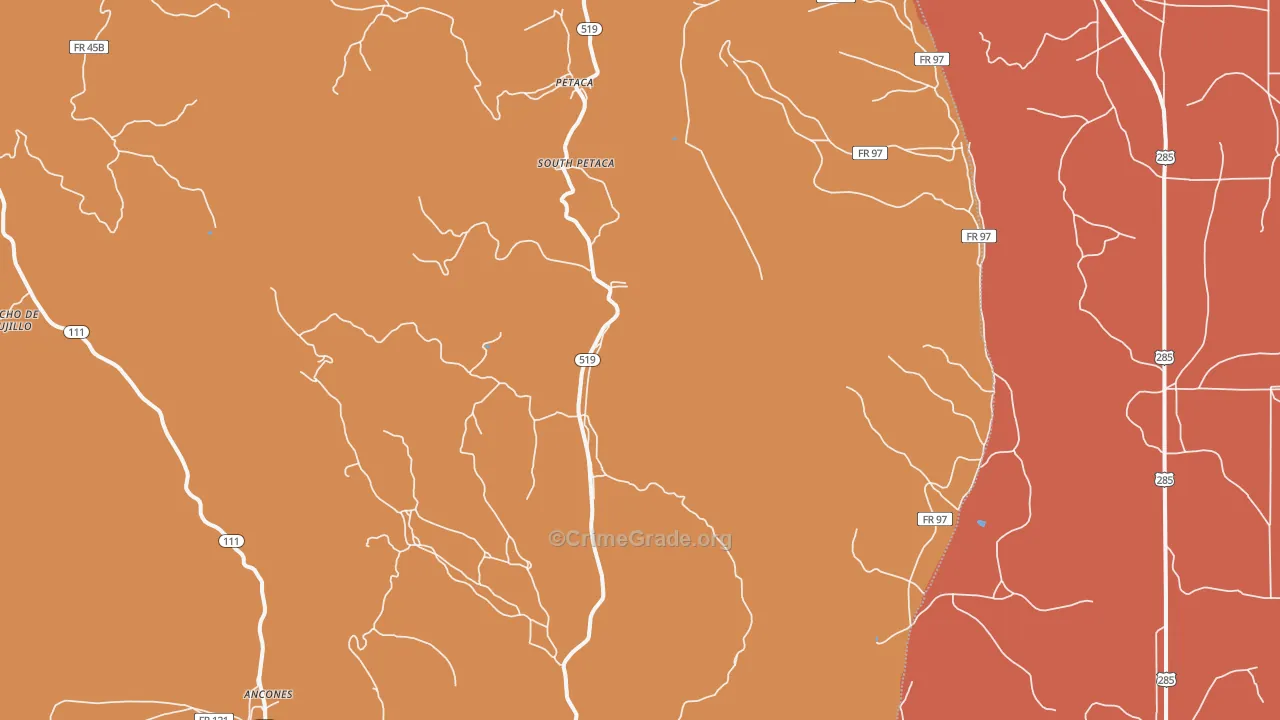 Petaca, NM Map of Vandalism Rates