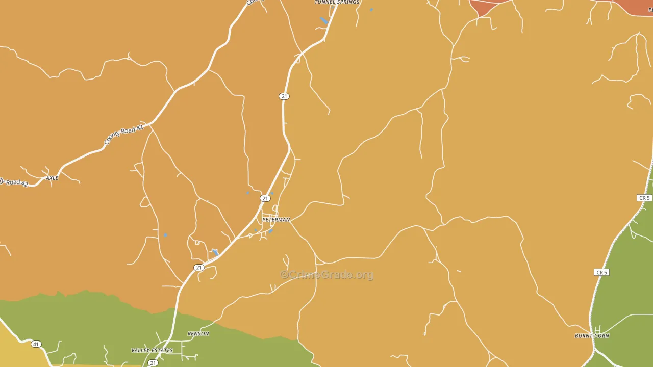 Peterman, AL Map of Vandalism Rates