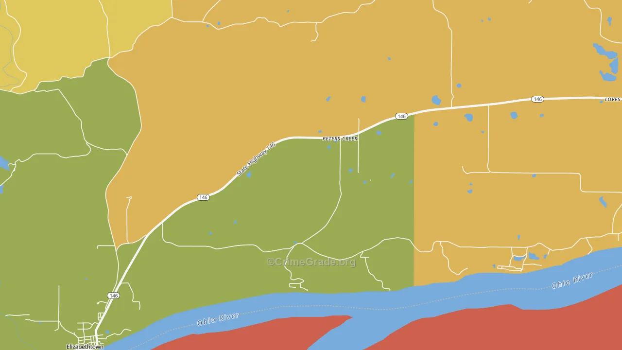 Peters Creek, IL Map of Vandalism Rates