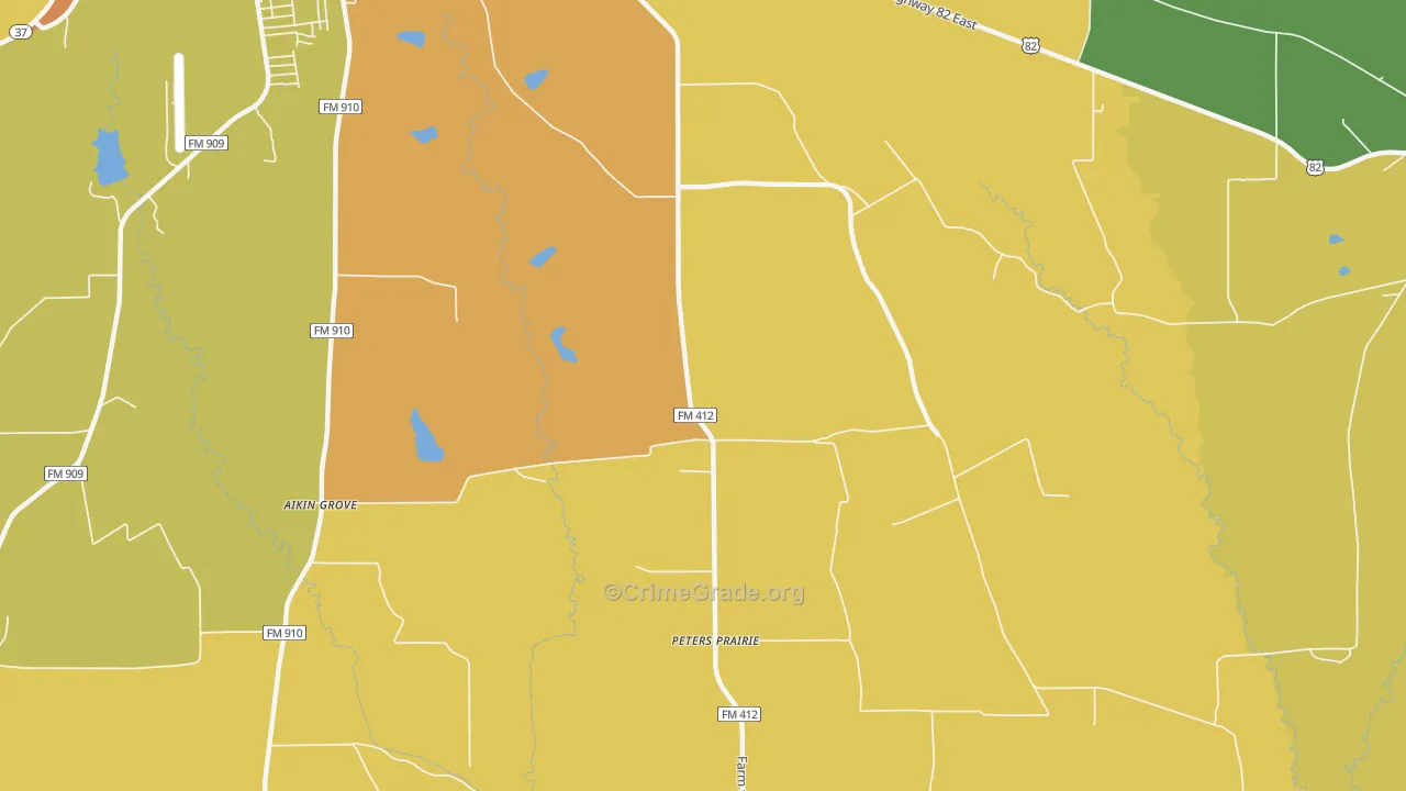 Peters Prairie, TX Map of Vandalism Rates