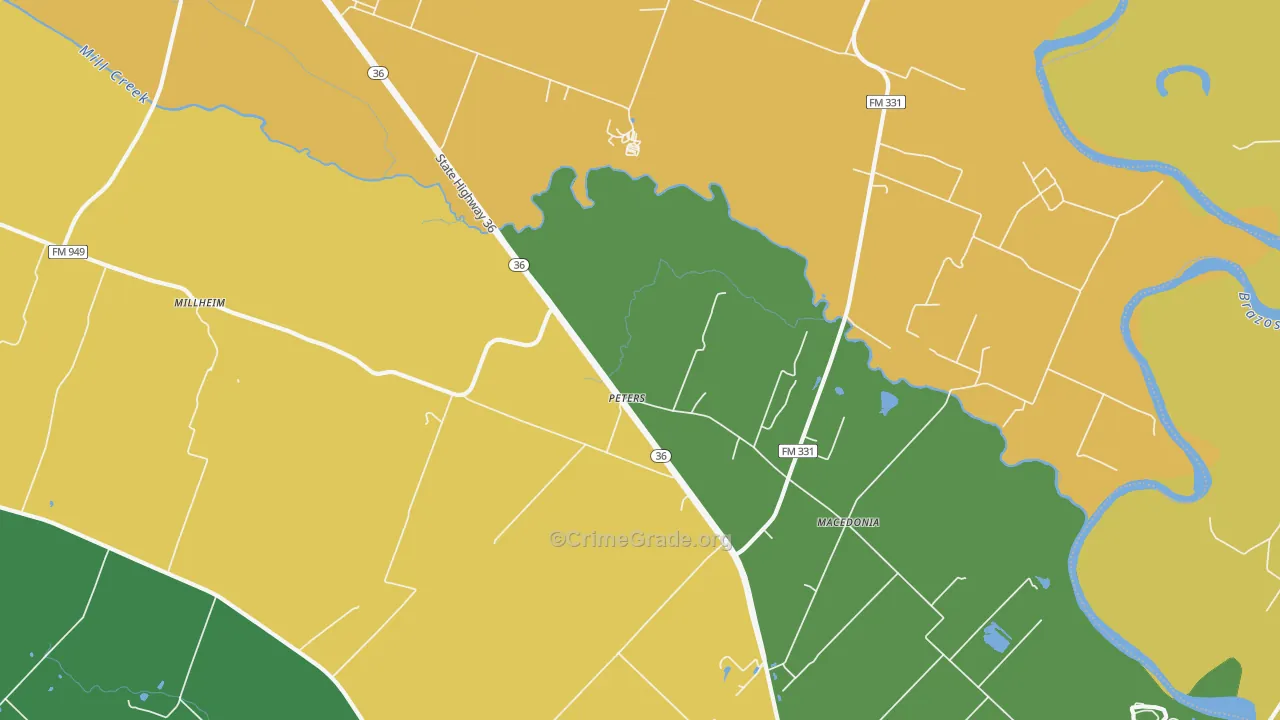 Peters, TX Map of Vandalism Rates
