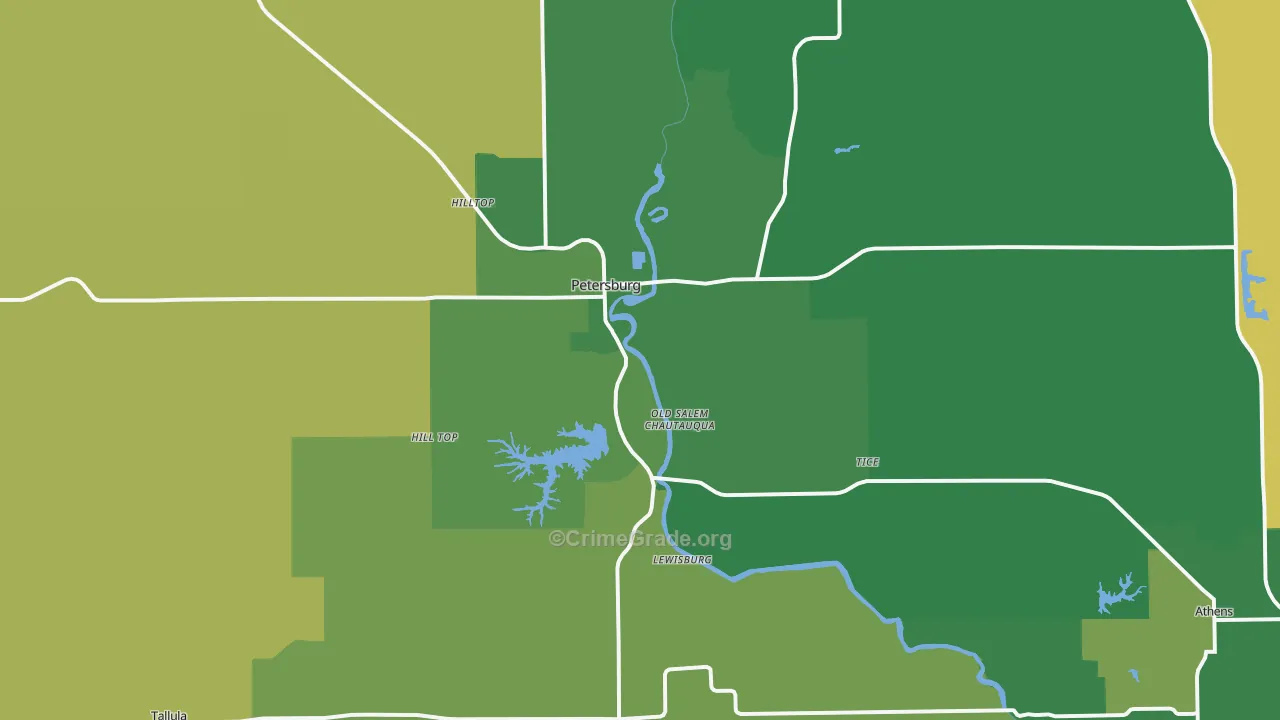 Petersburg, IL Map of Vandalism Rates