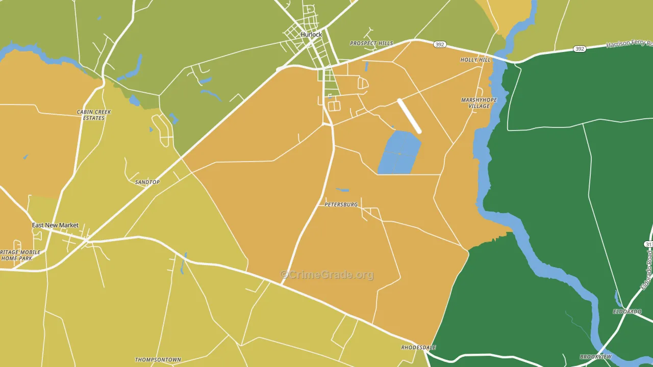 Petersburg, MD Map of Vandalism Rates