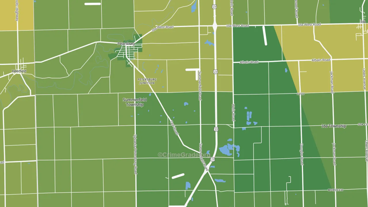 Petersburg, MI Map of Vandalism Rates