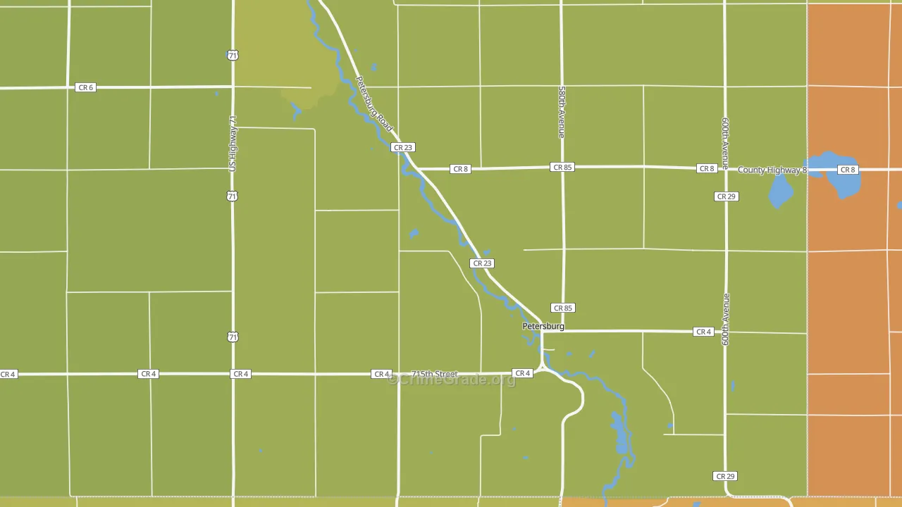 Petersburg, MN Map of Vandalism Rates