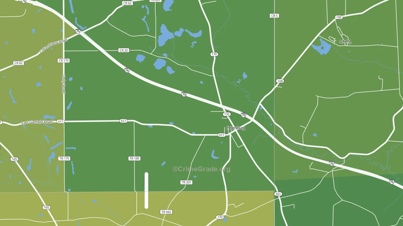 Petersburg, OH Map of Vandalism Rates