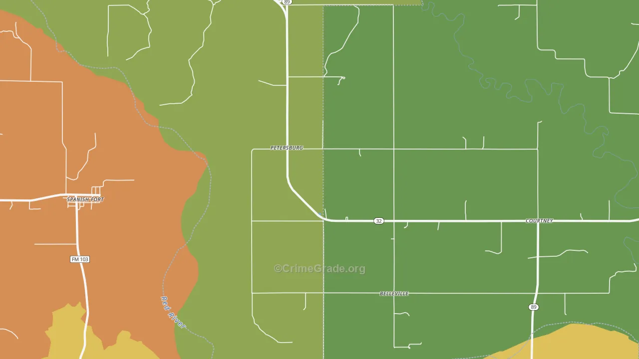 Petersburg, OK Map of Vandalism Rates
