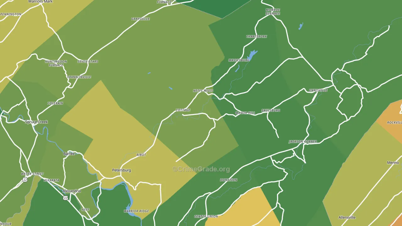 Petersburg, PA Map of Vandalism Rates