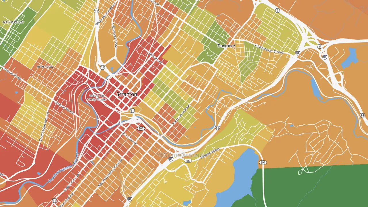 Petersburg, Scranton, PA Map of Vandalism Rates