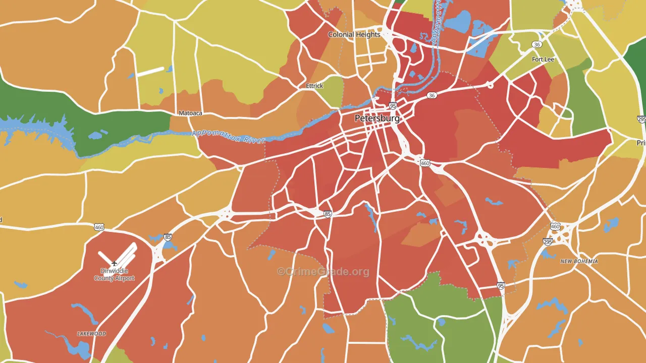 Petersburg, VA Map of Vandalism Rates
