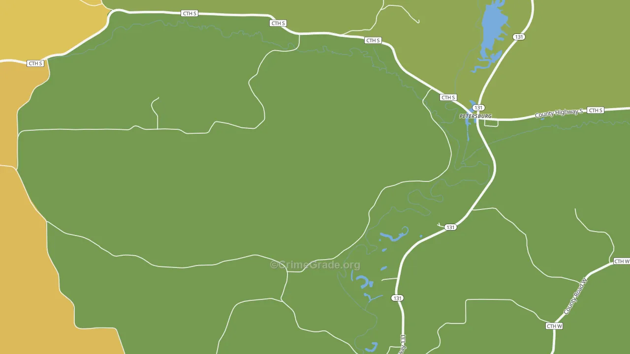 Petersburg, WI Map of Vandalism Rates