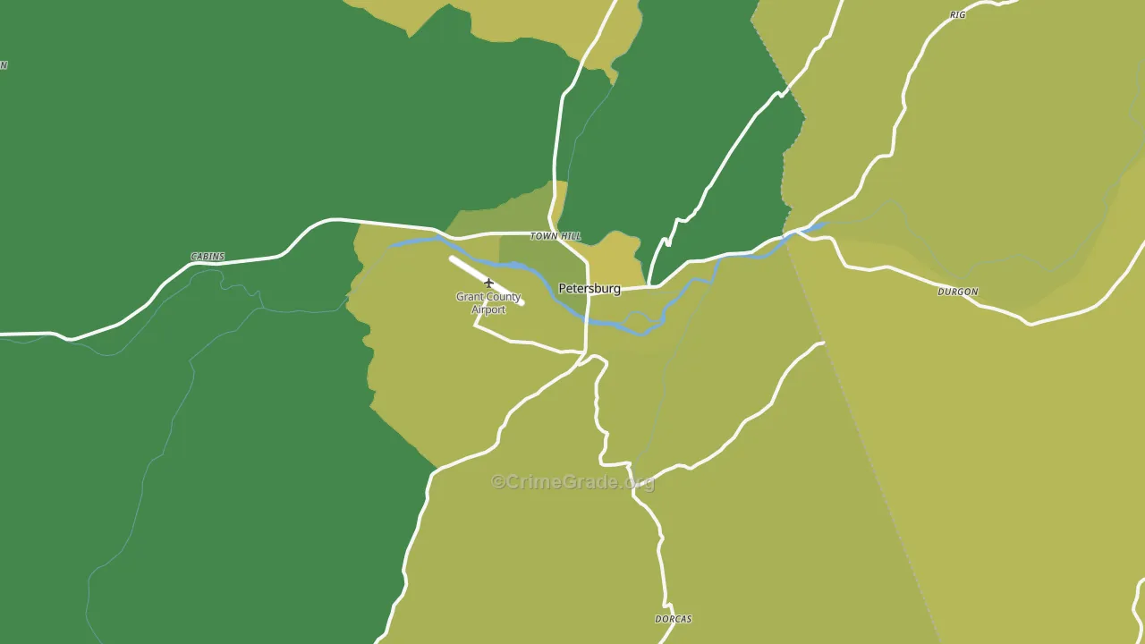 Petersburg, WV Map of Vandalism Rates