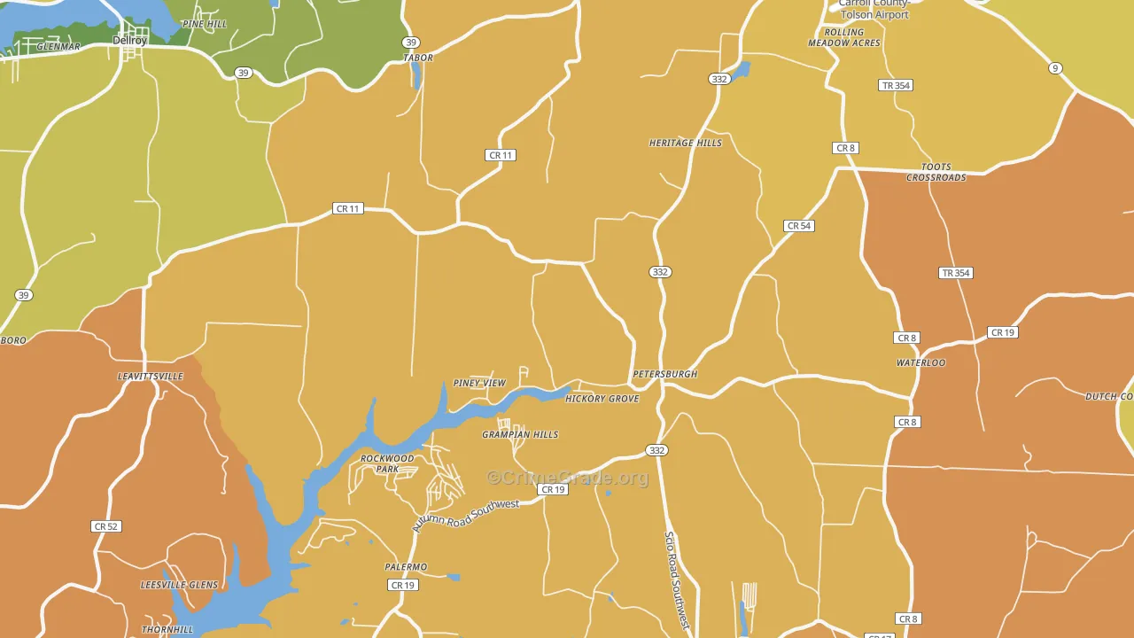 Petersburgh, OH Map of Vandalism Rates