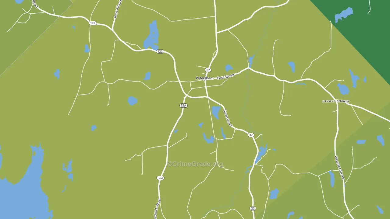 Petersham, MA Map of Vandalism Rates