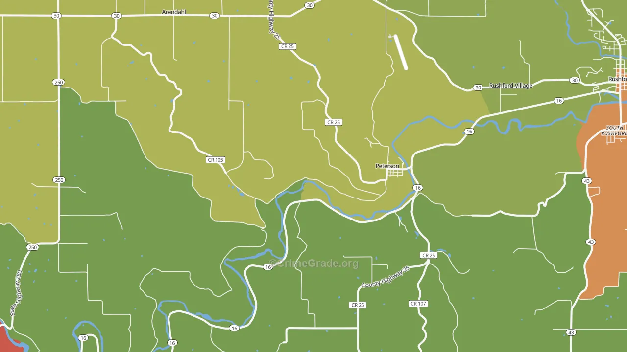 Peterson, MN Map of Vandalism Rates