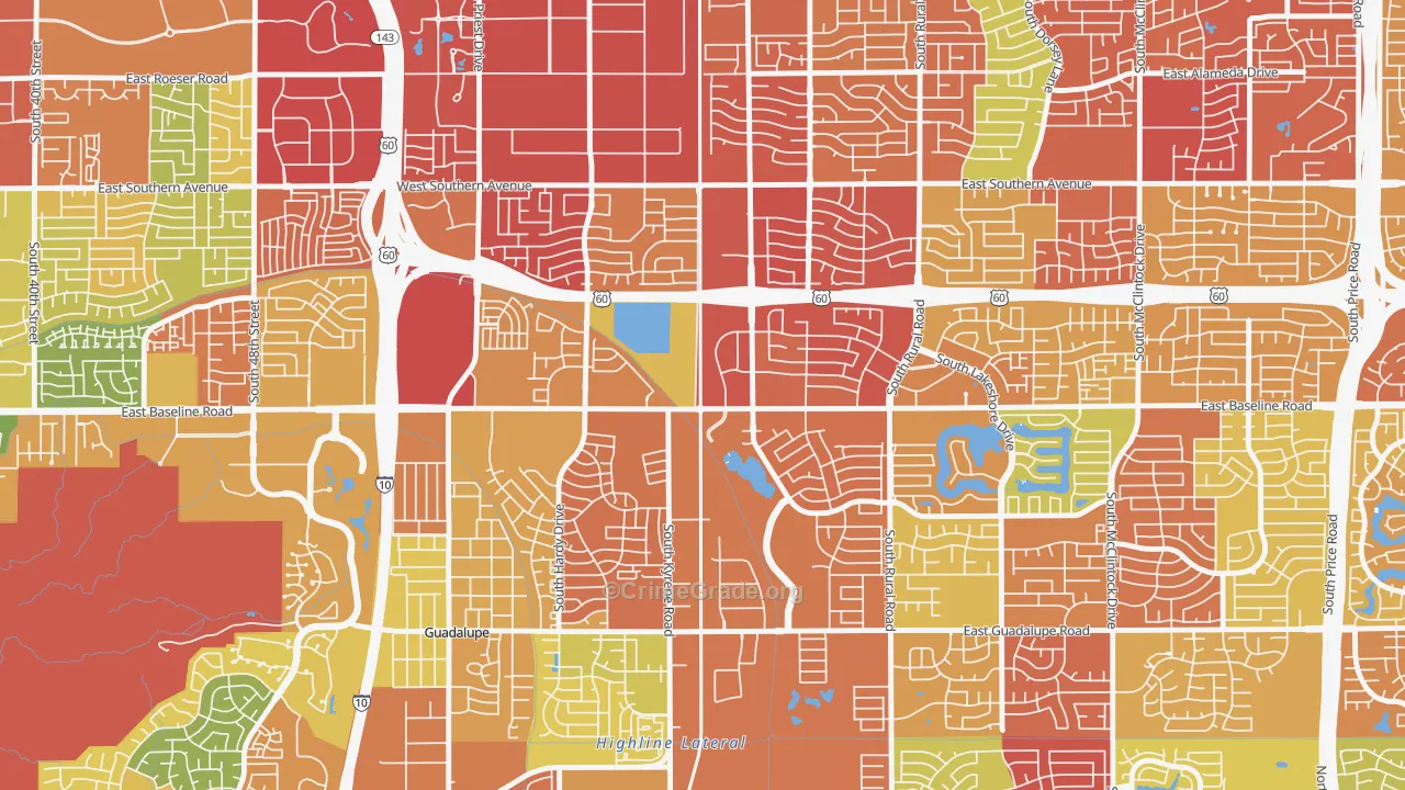 Peterson, Tempe, AZ Map of Vandalism Rates