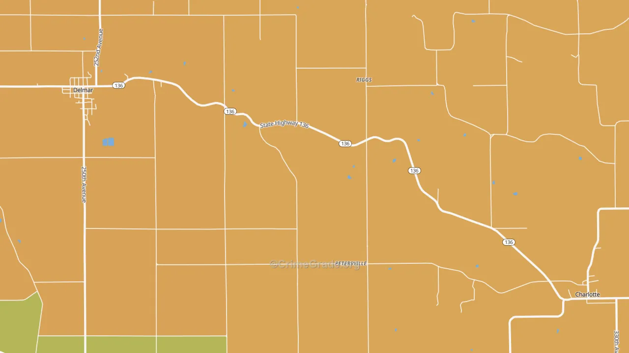 Petersville, IA Map of Vandalism Rates