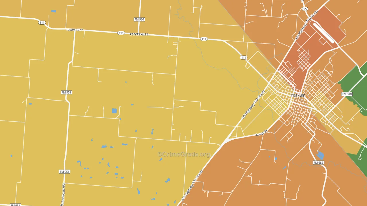 Petersville, TX Map of Vandalism Rates