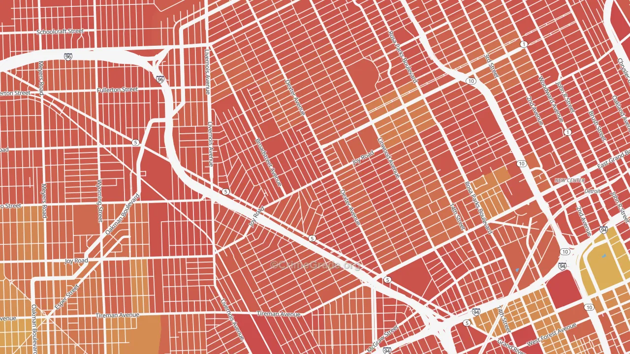 Petosky-Otsego, Detroit, MI Map of Vandalism Rates