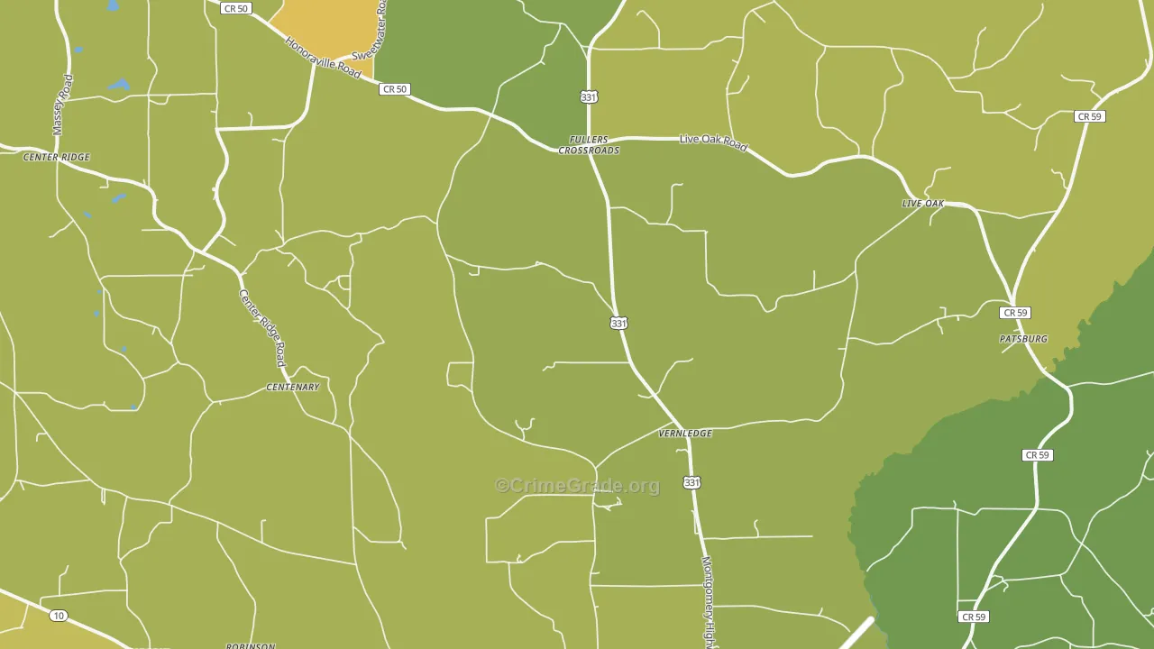Petrey, AL Map of Vandalism Rates