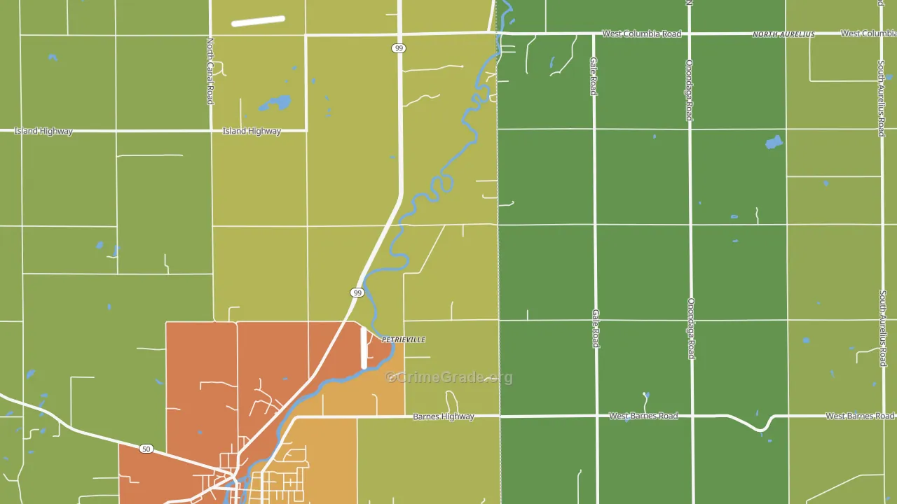 Petrieville, MI Map of Vandalism Rates
