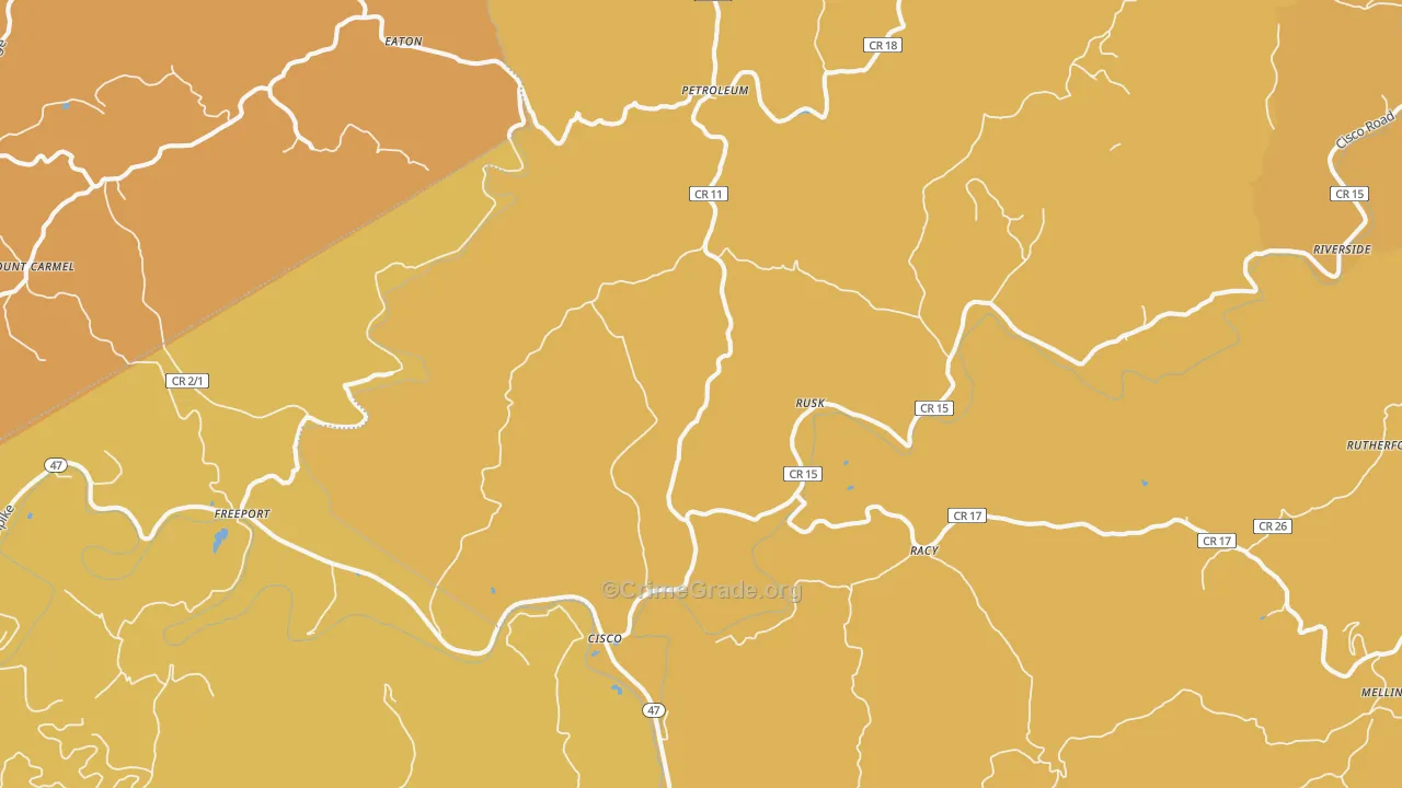 Petroleum, WV Map of Vandalism Rates