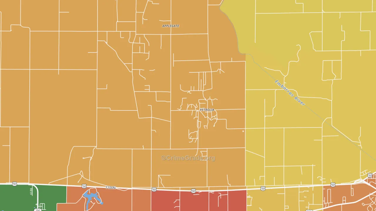 Petrolia, IL Map of Vandalism Rates