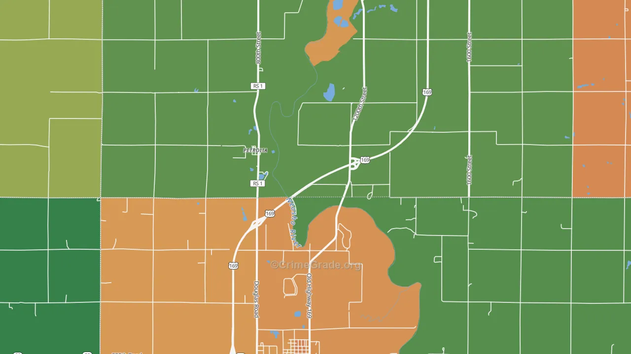 Petrolia, KS Map of Vandalism Rates