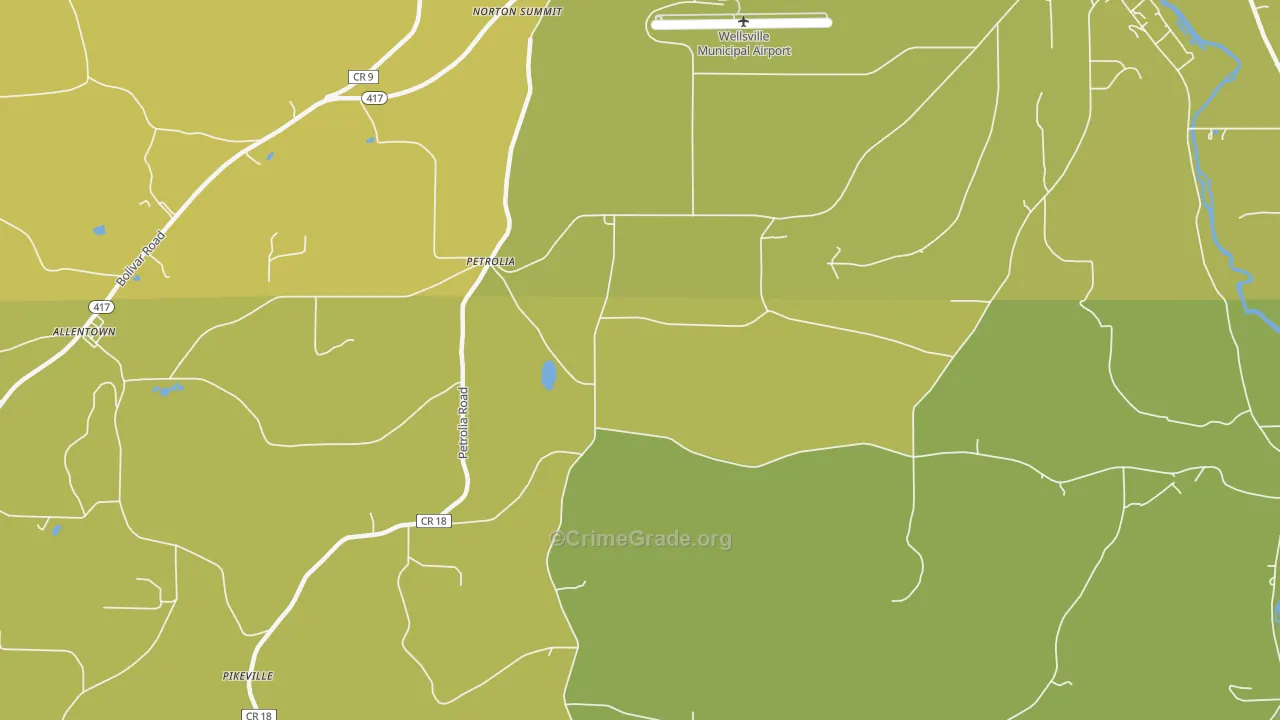 Petrolia, NY Map of Vandalism Rates