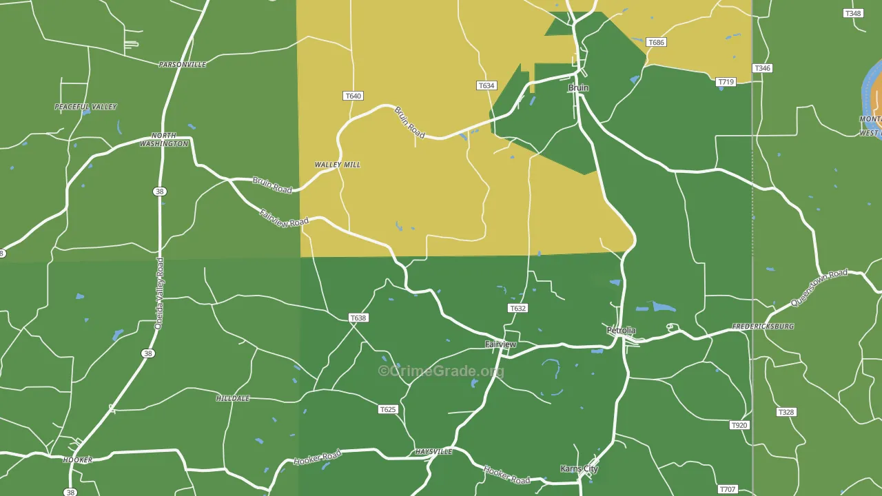 Petrolia, PA Map of Vandalism Rates