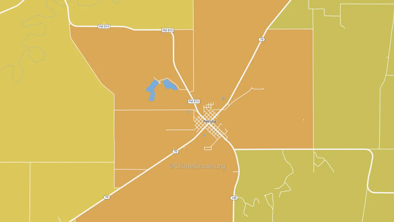 Petrolia, TX Map of Vandalism Rates