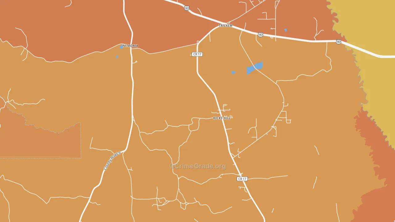 Petronia, AL Map of Vandalism Rates
