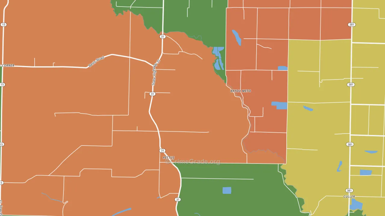 Pettus, AR Map of Vandalism Rates