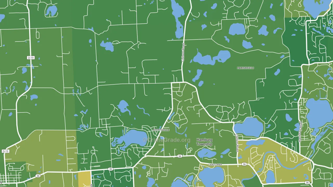 Pettysville, MI Map of Vandalism Rates