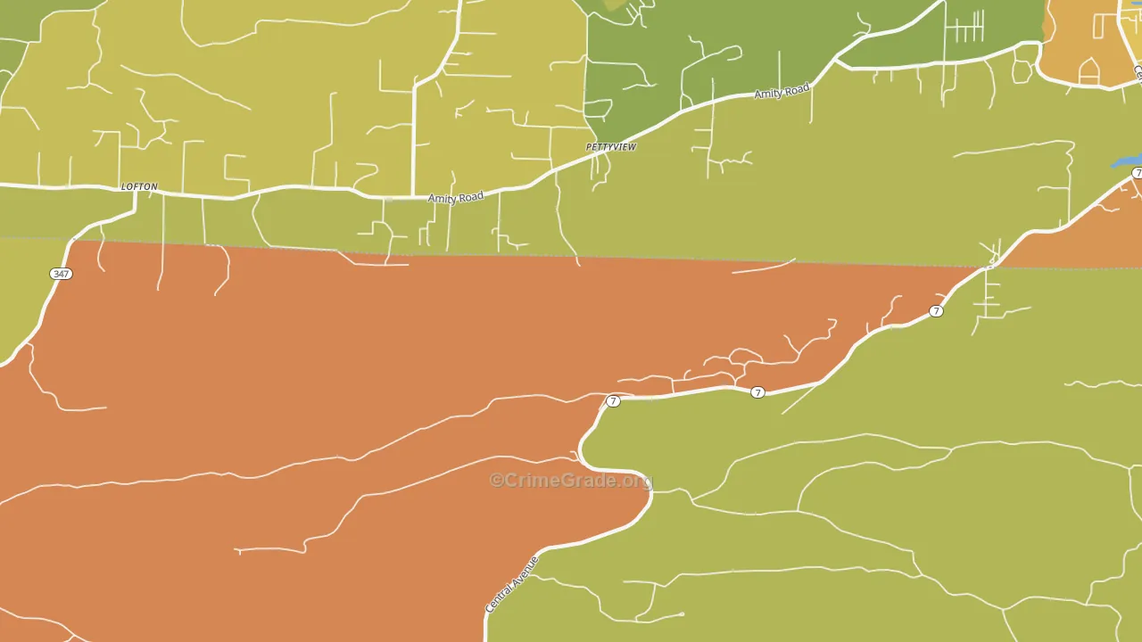 Pettyview, AR Map of Vandalism Rates