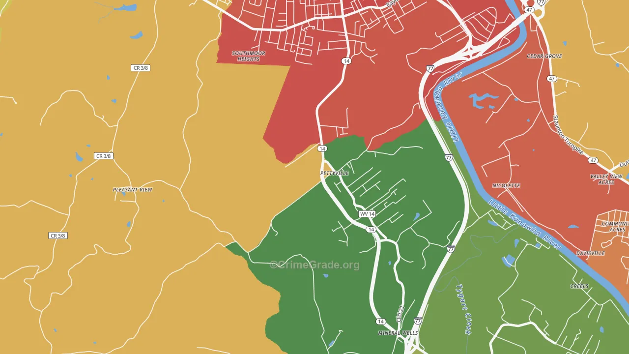 Pettyville, WV Map of Vandalism Rates