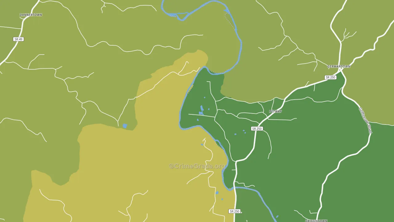 Petway, TN Map of Vandalism Rates