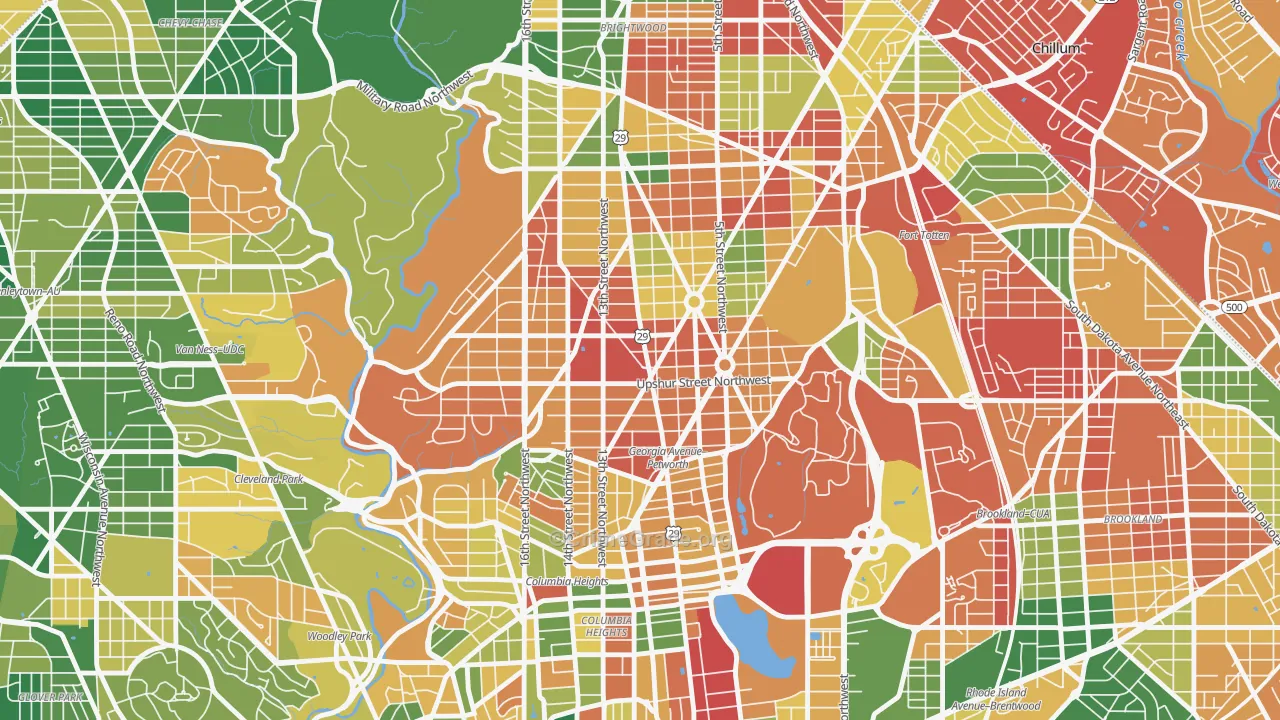 Petworth, Washington, DC Map of Vandalism Rates